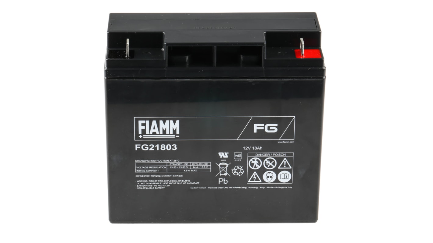 Fiamm Abgedichteter Bleiakku, 12V / 18Ah, M5-Anschluss, 181 x 76 x 167mm