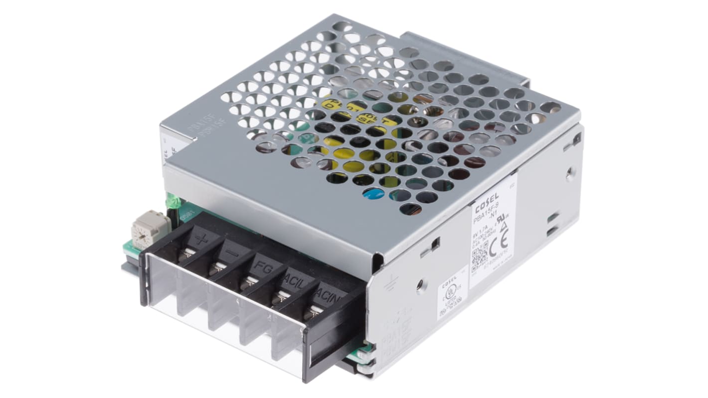 Cosel Switching Power Supply, PBA15F-9-N1, 9V dc, 1.7A, 15.3W, 1 Output, 110 → 370 V dc, 85 → 264 V ac