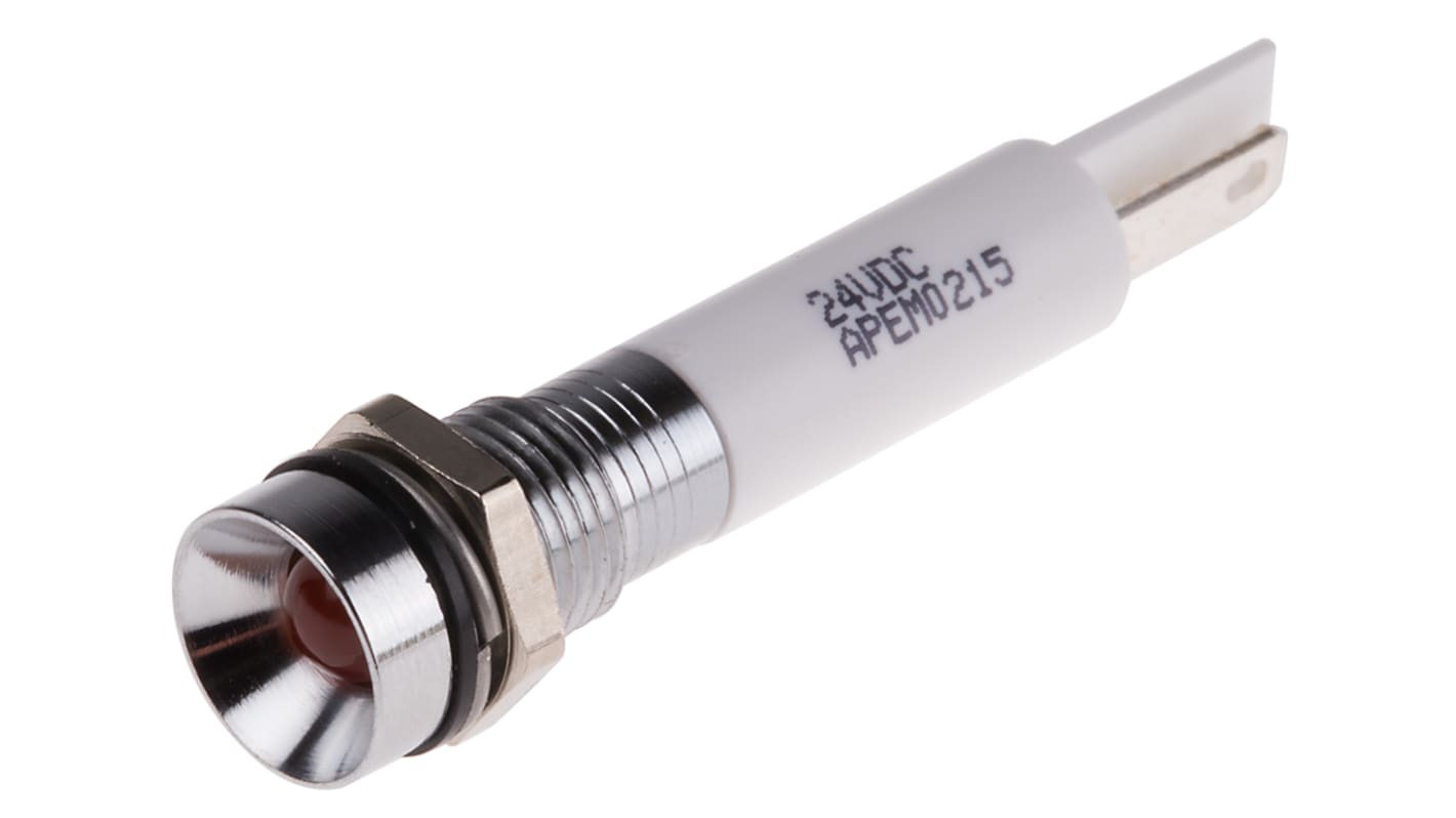 Indicatore da pannello RS PRO Arancione  a LED, 21.6 → 26.4V cc, IP67, Ad incasso, foro da 8mm