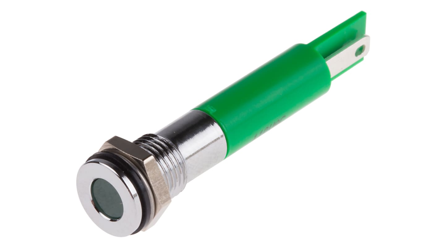 Indicatore da pannello RS PRO Verde  a LED, 110V ca, IP67, A filo, foro da 8mm