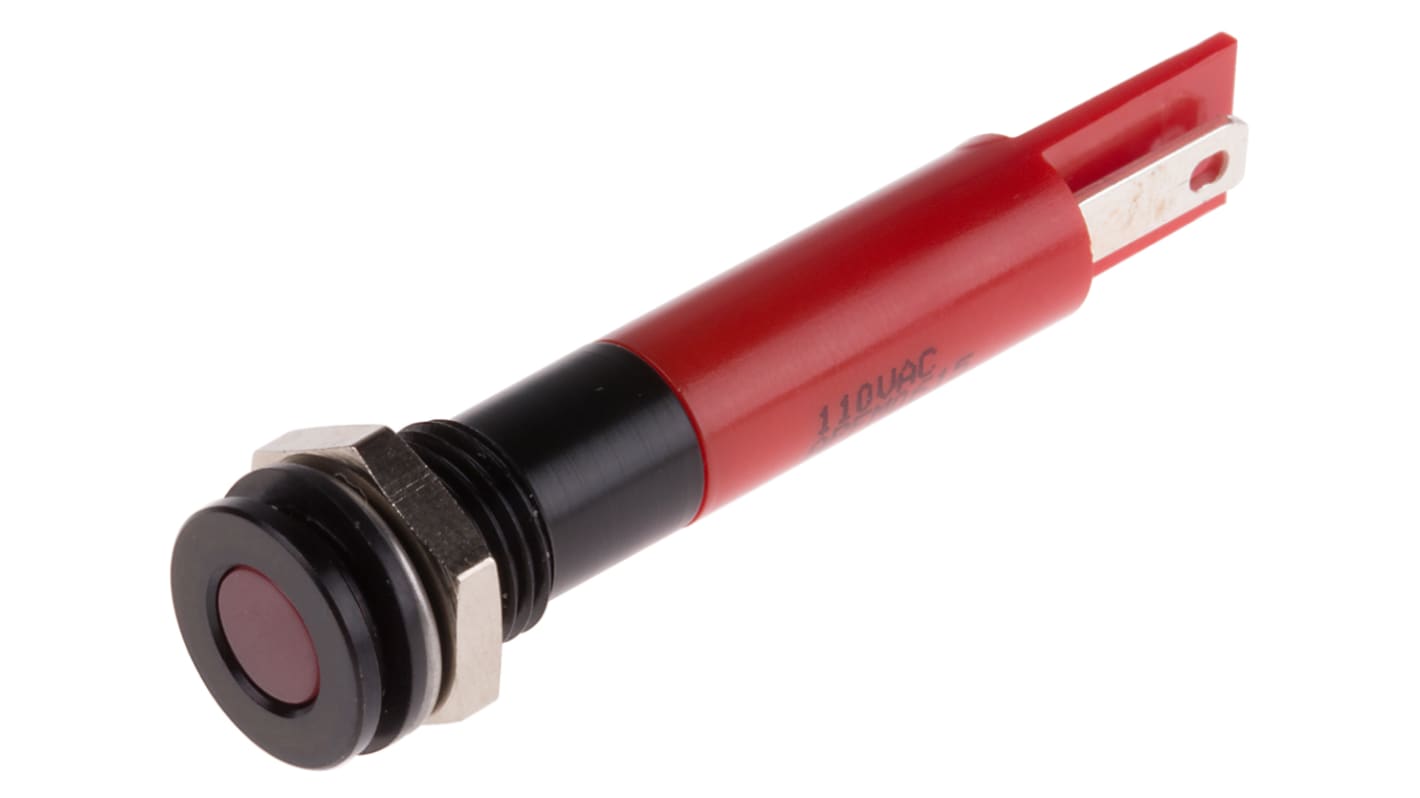 Indicatore da pannello RS PRO Rosso  a LED, 110V ca, IP67, A filo, foro da 8mm