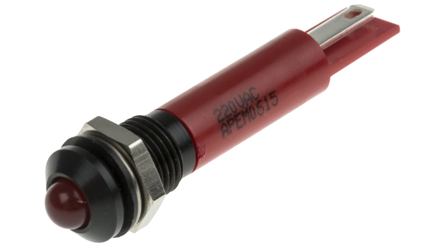 Indicatore da pannello RS PRO Rosso  a LED, 220V ca, IP67, Sporgente, foro da 8mm