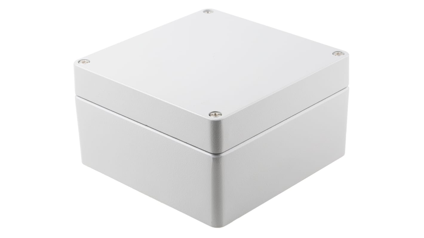 RS PRO Grey Die Cast Aluminium Enclosure, IP66, Grey Lid, 180 x 180 x 100mm