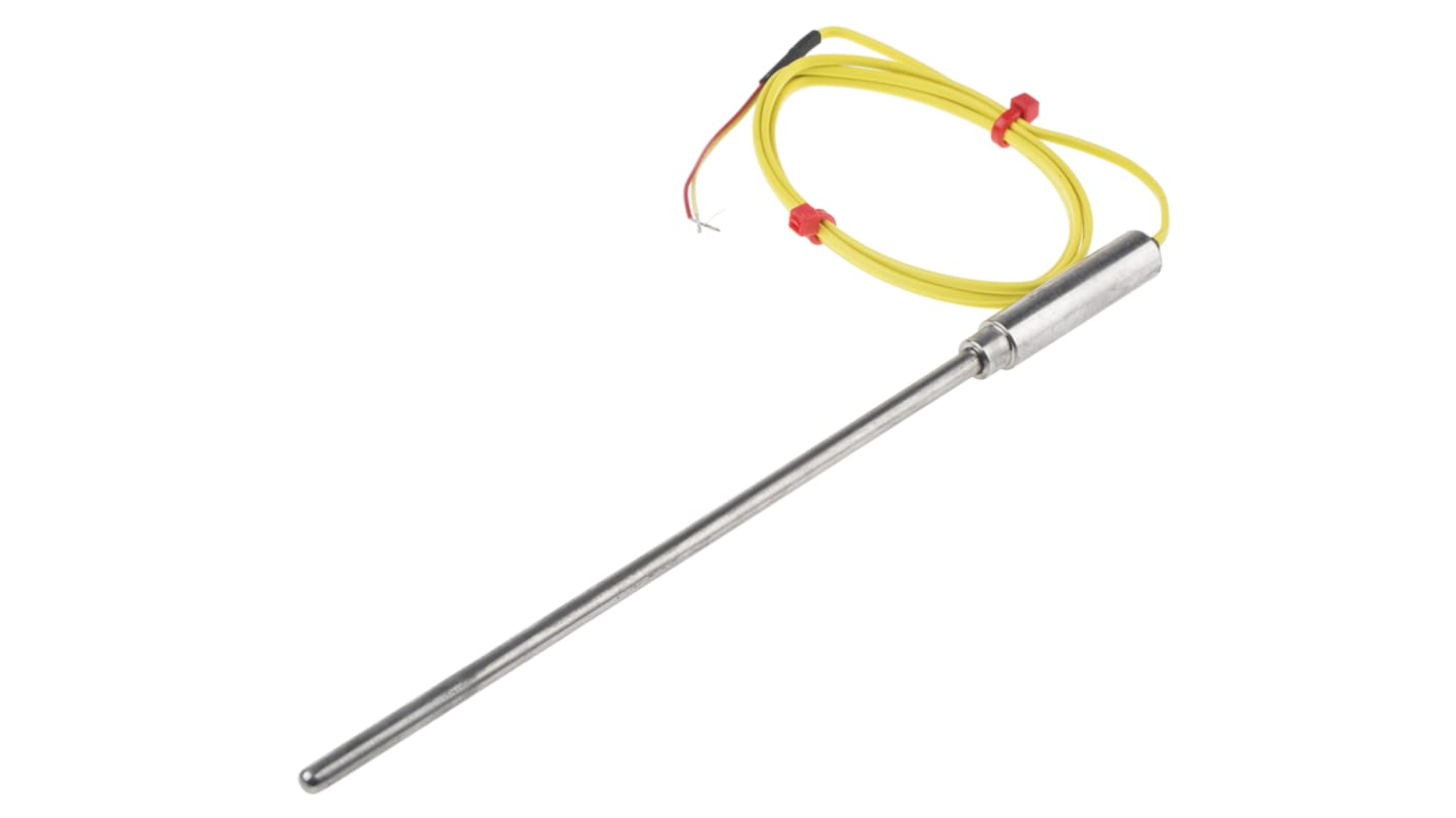 Termopar tipo K RS PRO, Ø sonda 4.5mm x 150mm, temp. máx +1100°C, cable de 1m, conexión Extremo de cable pelado