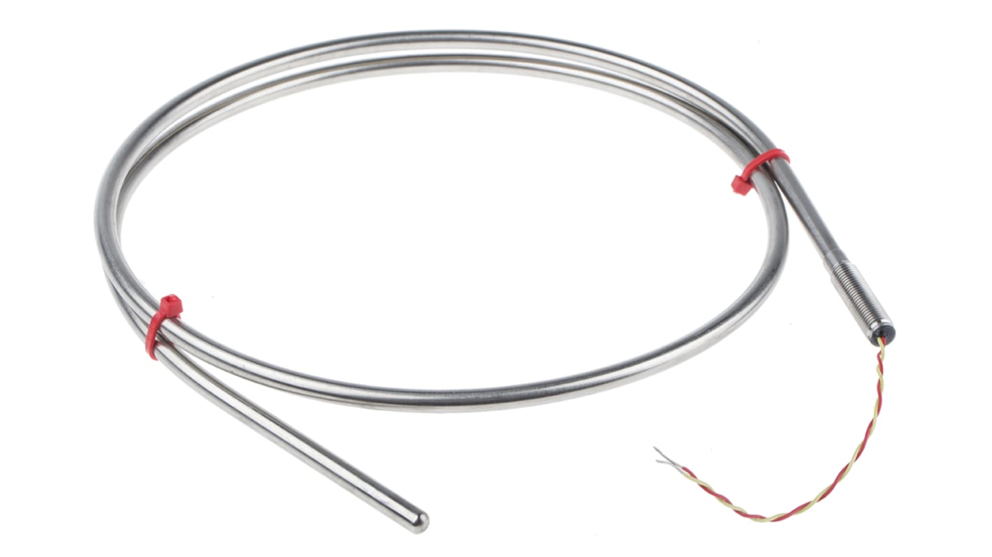 Termopar tipo K RS PRO, Ø sonda 6mm x 1m, temp. máx +1100°C, cable de 100mm, conexión Extremo de cable pelado