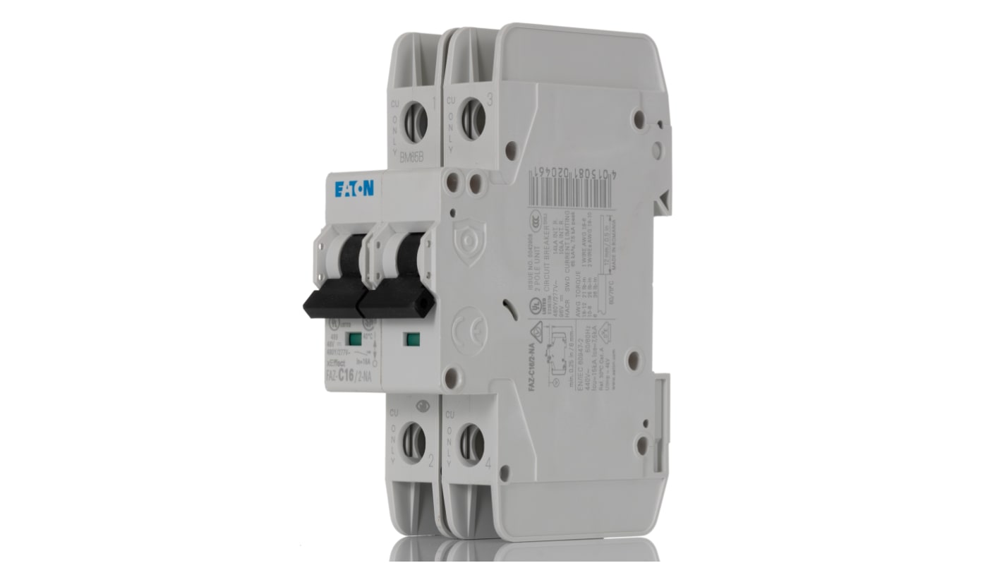 Eaton xEffect MCB, 2P, 16A Curve C, 240 → 415V AC, 10 kA Breaking Capacity