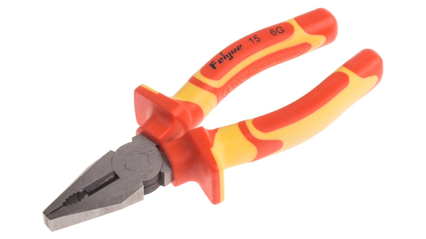 RS PRO Combination Pliers, 160 mm Overall, Straight Tip, VDE/1000V