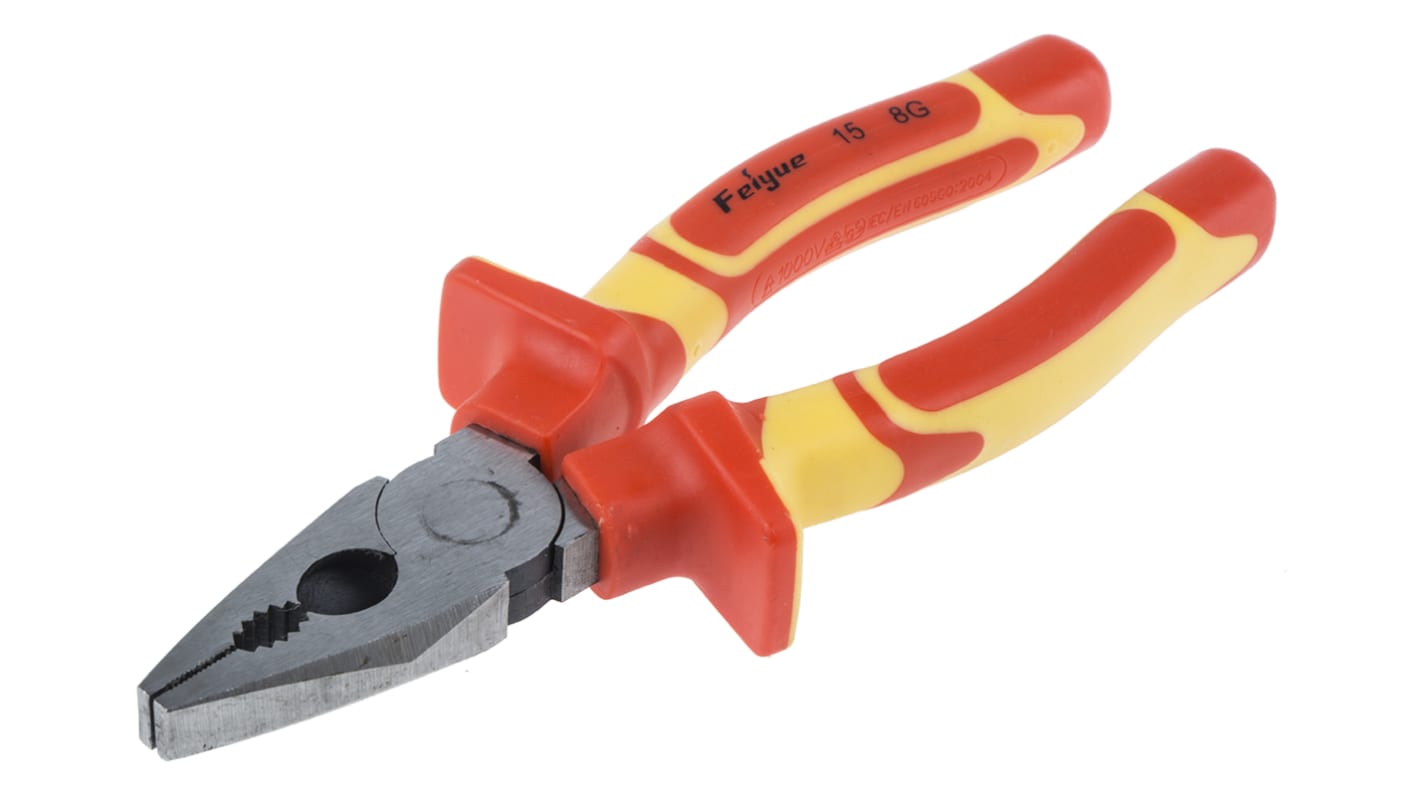 RS PRO Combination Pliers, 200 mm Overall, Straight Tip, VDE/1000V