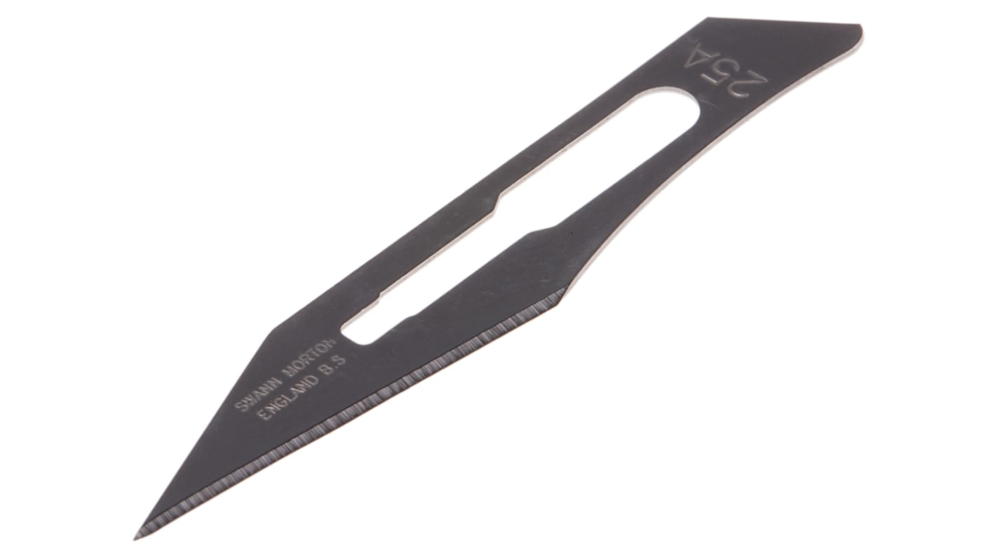 Swann-Morton Carbon Steel Scalpel Blade, 25A, 100 per Package