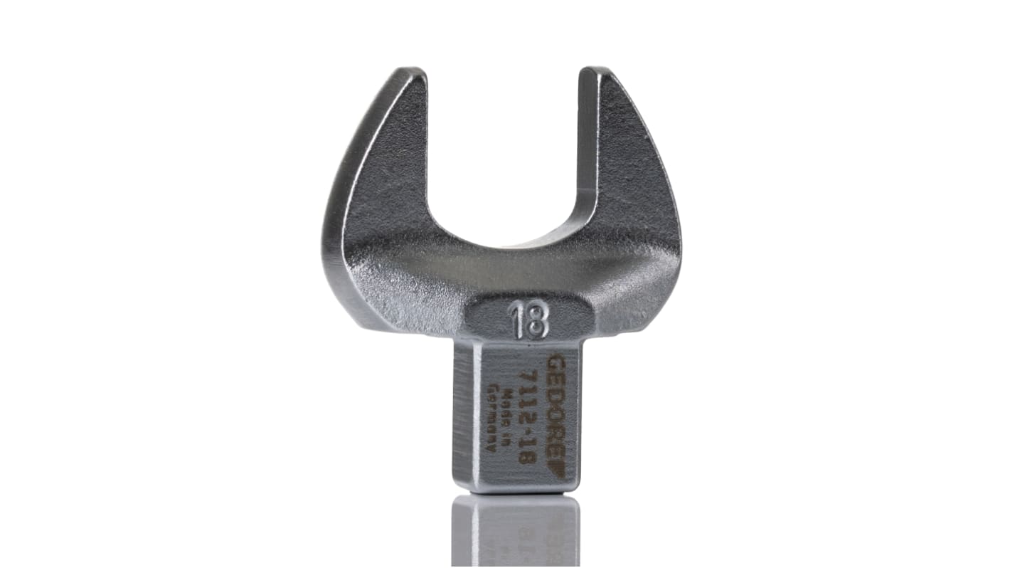 Gedore 7112 Series Open Ended Insert Spanner Head, 18 mm, 9 x 12mm Insert, Chrome Finish