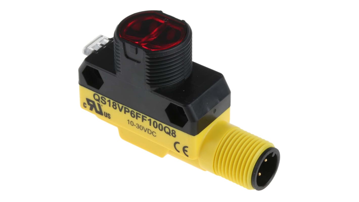 Banner Diffuse Photoelectric Sensor, Barrel Sensor, 100 mm Detection Range