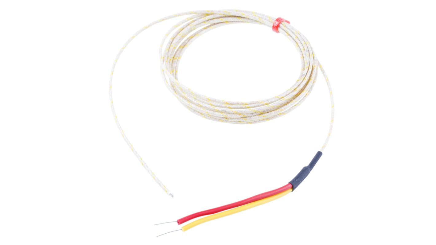 Termopar tipo K RS PRO, Ø sonda 1/0.3mm x 2m, temp. máx +350°C, cable de 2m, conexión Extremo de cable pelado