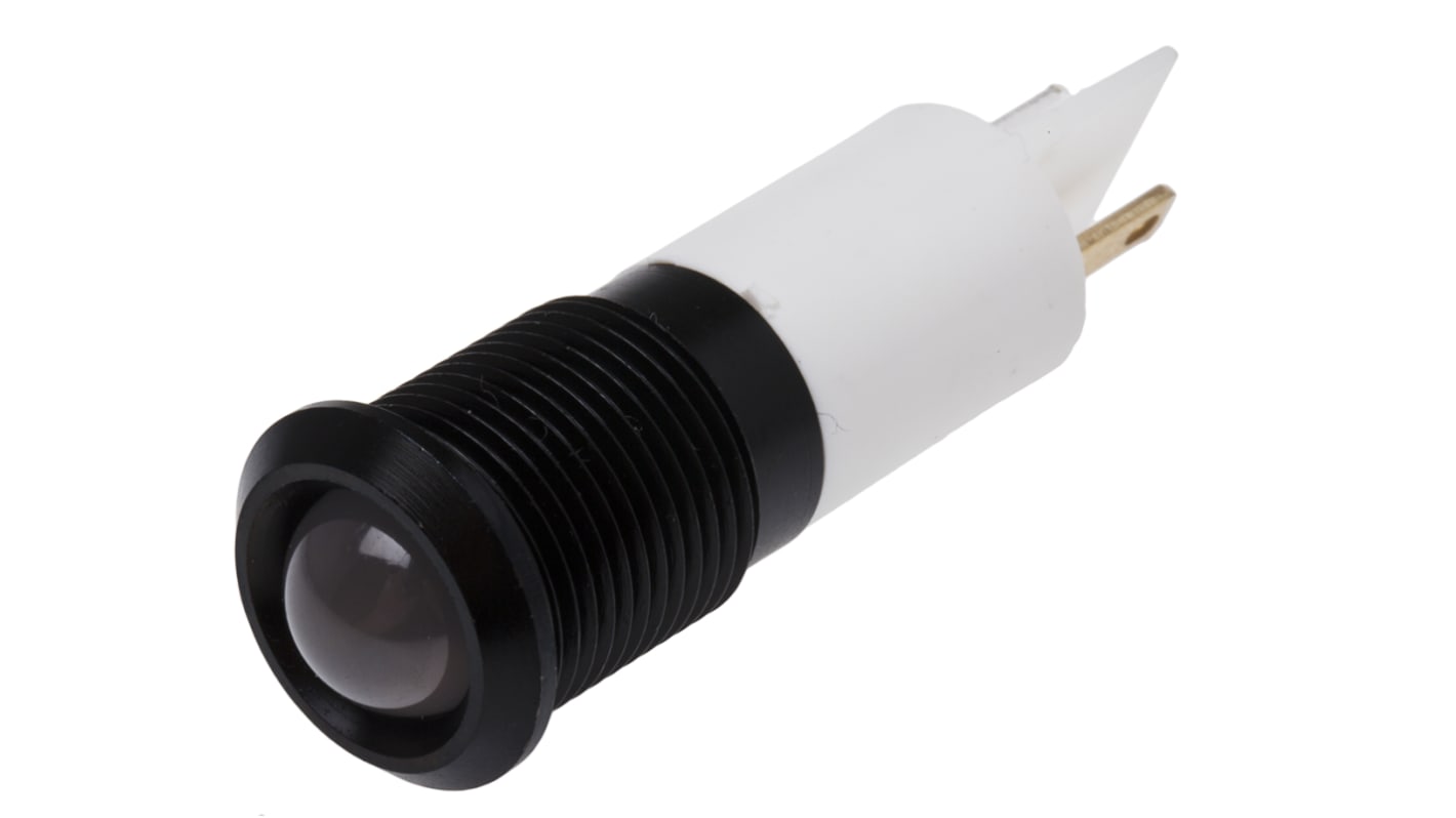 RS PRO White Panel Mount Indicator, 220V ac, 14mm Mounting Hole Size, Faston, Solder Lug Termination, IP67