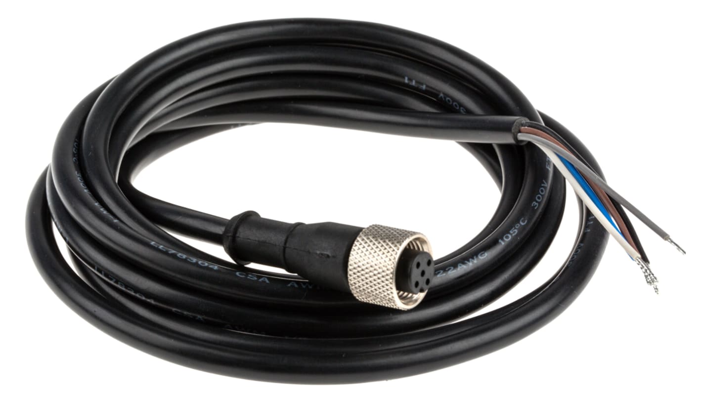 Cable de conexión Banner, con. A M12 Hembra, 5 polos, con. B Sin terminación, cod.: A, long. 2m, 250 V CA/CC, 4 A, IP67