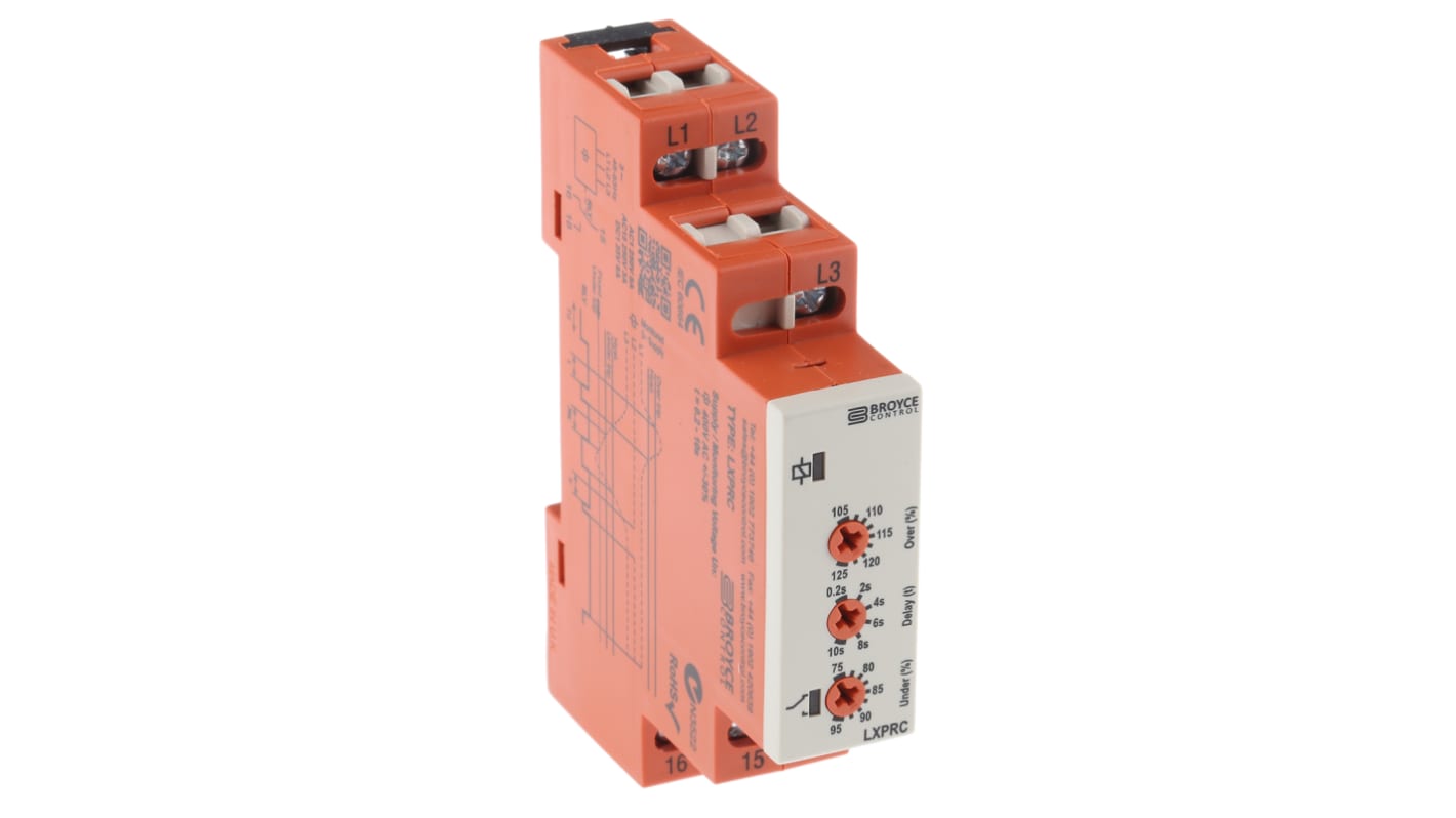 Broyce Control Phase, Voltage Monitoring Relay, 3 Phase, SPDT, DIN Rail