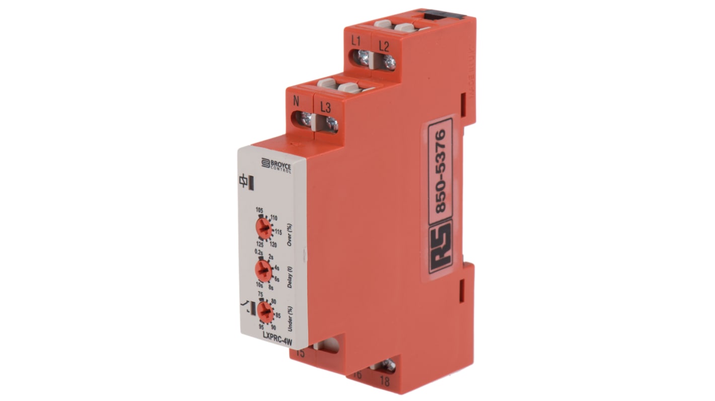 Broyce Control Phase, Voltage Monitoring Relay, 3 Phase, SPDT, DIN Rail