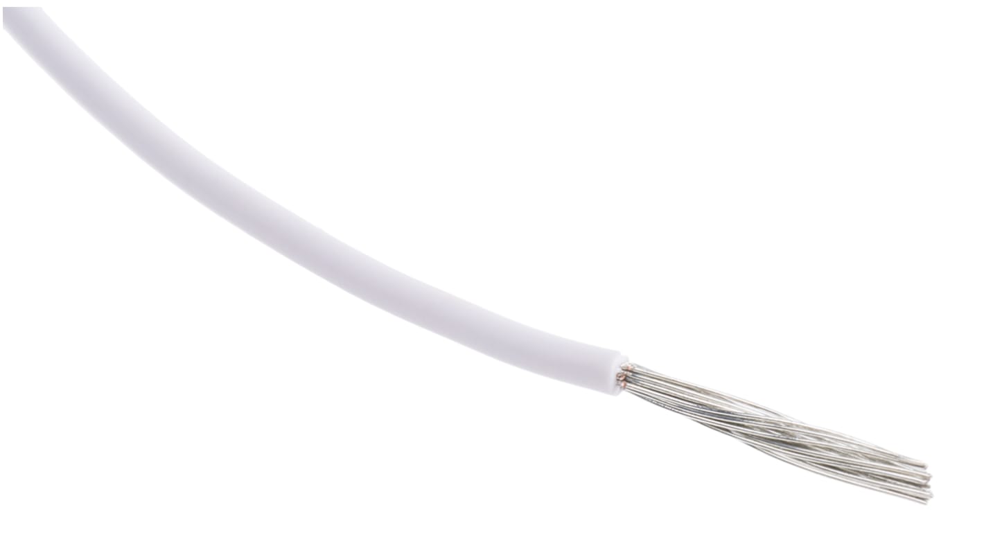 RS PRO Einzeladerleitung 0,6 mm², 20 AWG 100m Weiß PVC isoliert Ø 1.9mm 19/0,2 mm Litzen