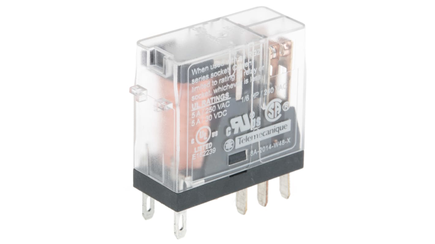 Relé de potencia sin enclavamiento Schneider Electric Harmony Relay RXG de 2 polos, DPDT, bobina 24V dc, 5A, enchufable