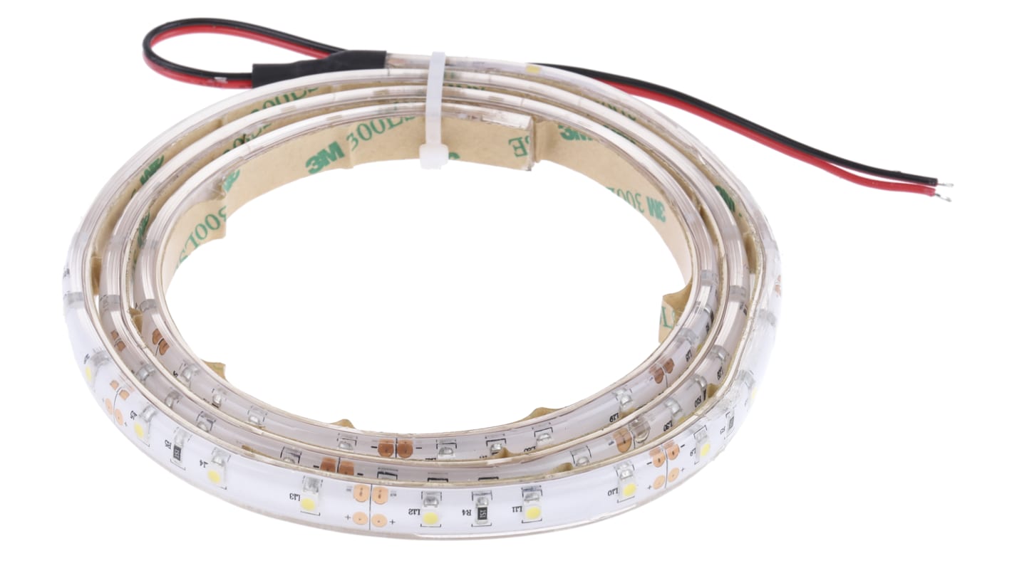 Tira de LED flexible RS PRO, 12V, color Blanco, 4000 → 4500K, tira de 1m x 10mm, 60 leds/m, IP65