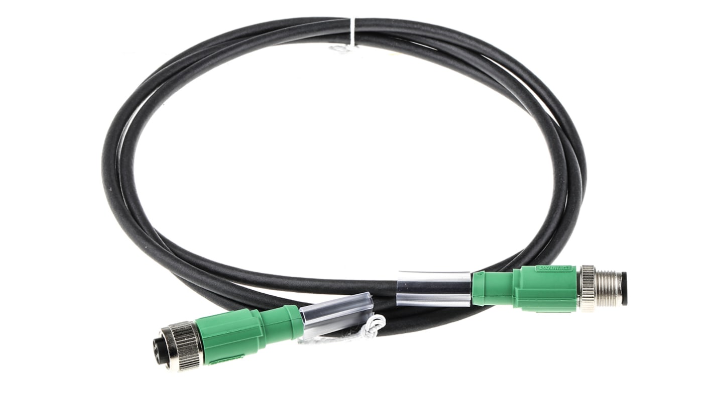 Phoenix Contact Straight Male 4 way M12 to Straight Female 4 way M12 Sensor Actuator Cable, 1.5m