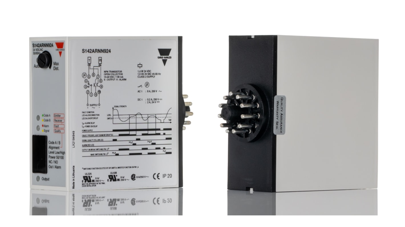 Amplificador para fotocélula rectangular Carlo Gavazzi, salida 2 NPN, relé, IP20