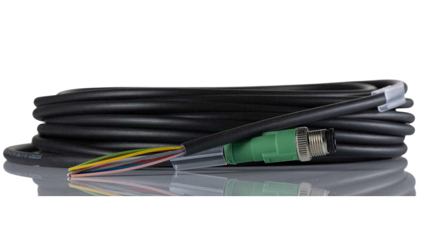 Cable de conexión Phoenix Contact, con. A M12 Macho, 8 polos, con. B Sin terminación, cod.: A, long. 10m, 30 V, 2 A,