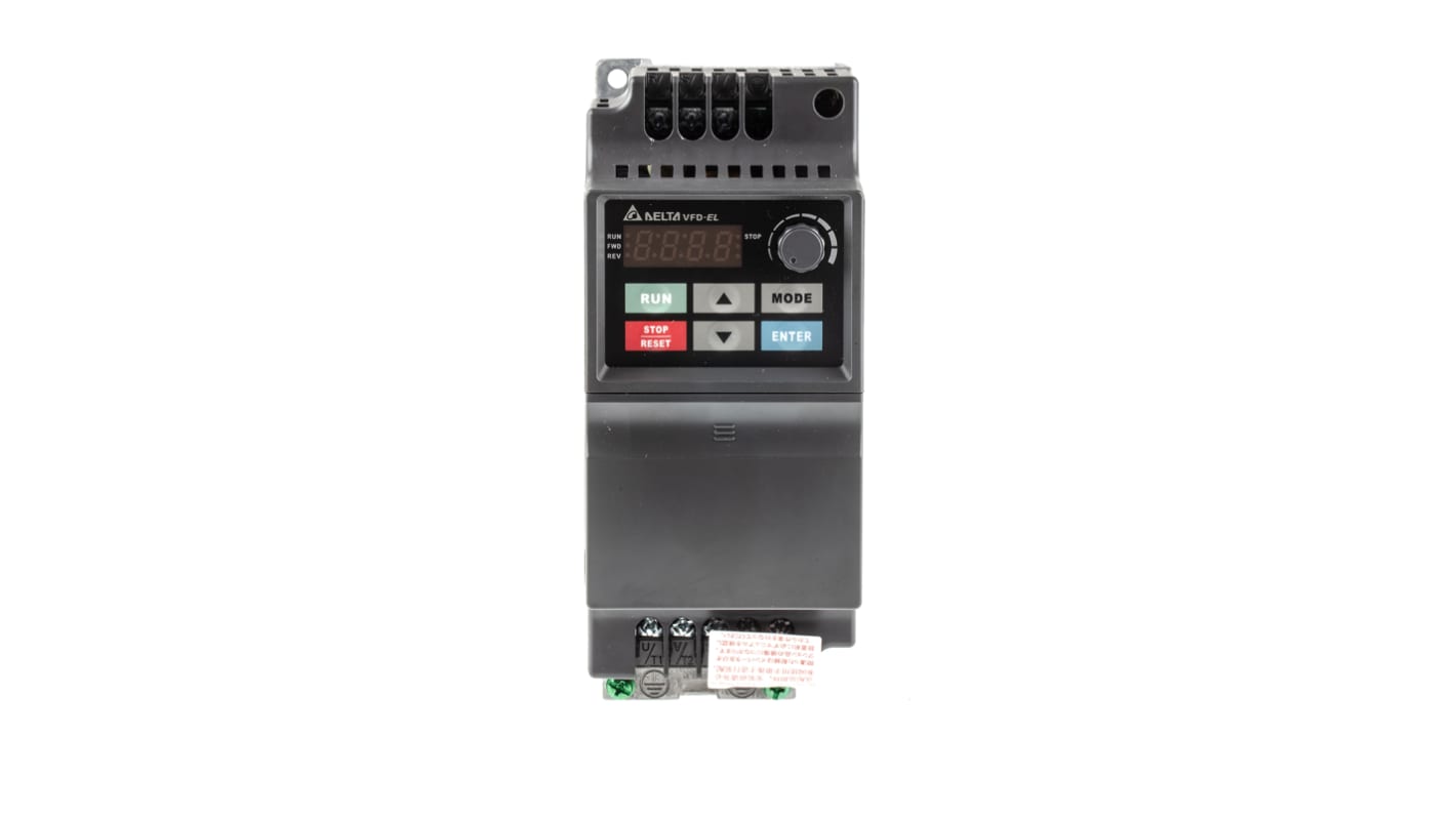 Delta Electronics インバータ VFD-EL, 400 V ac 0.75 kW VFD007EL43A ウォータポンプ、コンベア、ワインダの定圧制御