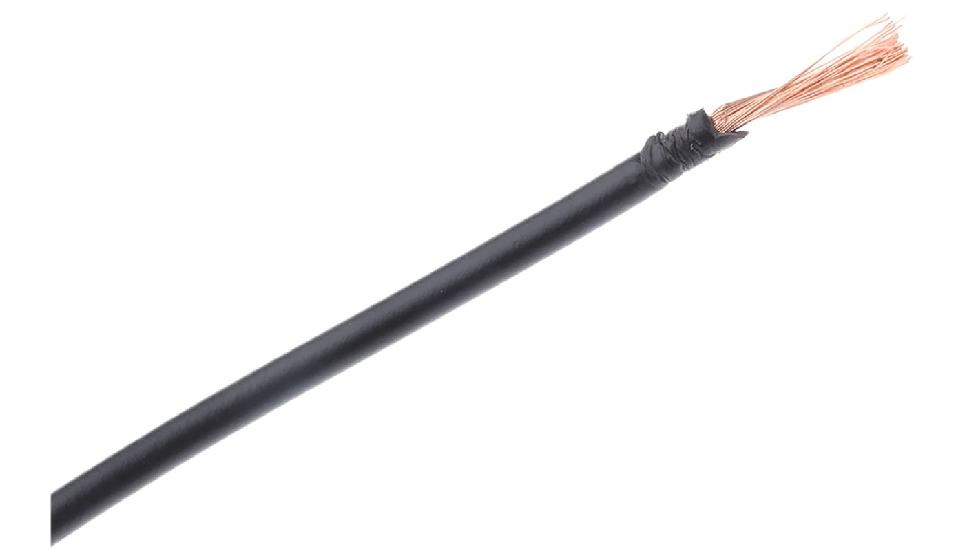 RS PRO Einzeladerleitung 0,26 mm², 23 AWG 100m Schwarz PVC isoliert Ø 1.7mm 3/0,07 mm Litzen