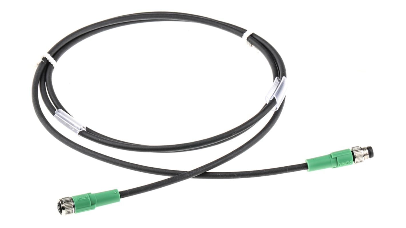 Cable de conexión Phoenix Contact, con. A M8 Macho, 4 polos, con. B M8 Hembra, 4 polos, cod.: A, long. 1.5m, 48 V, 60