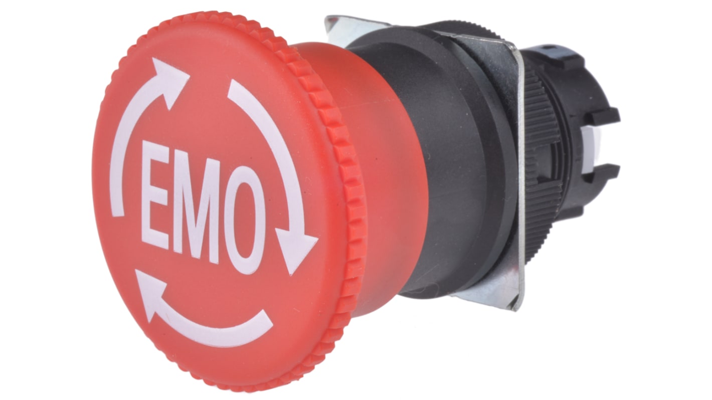 Omron A22E Series Twist Release Emergency Stop Push Button, Panel Mount, 22mm Cutout, 2NC, IP65