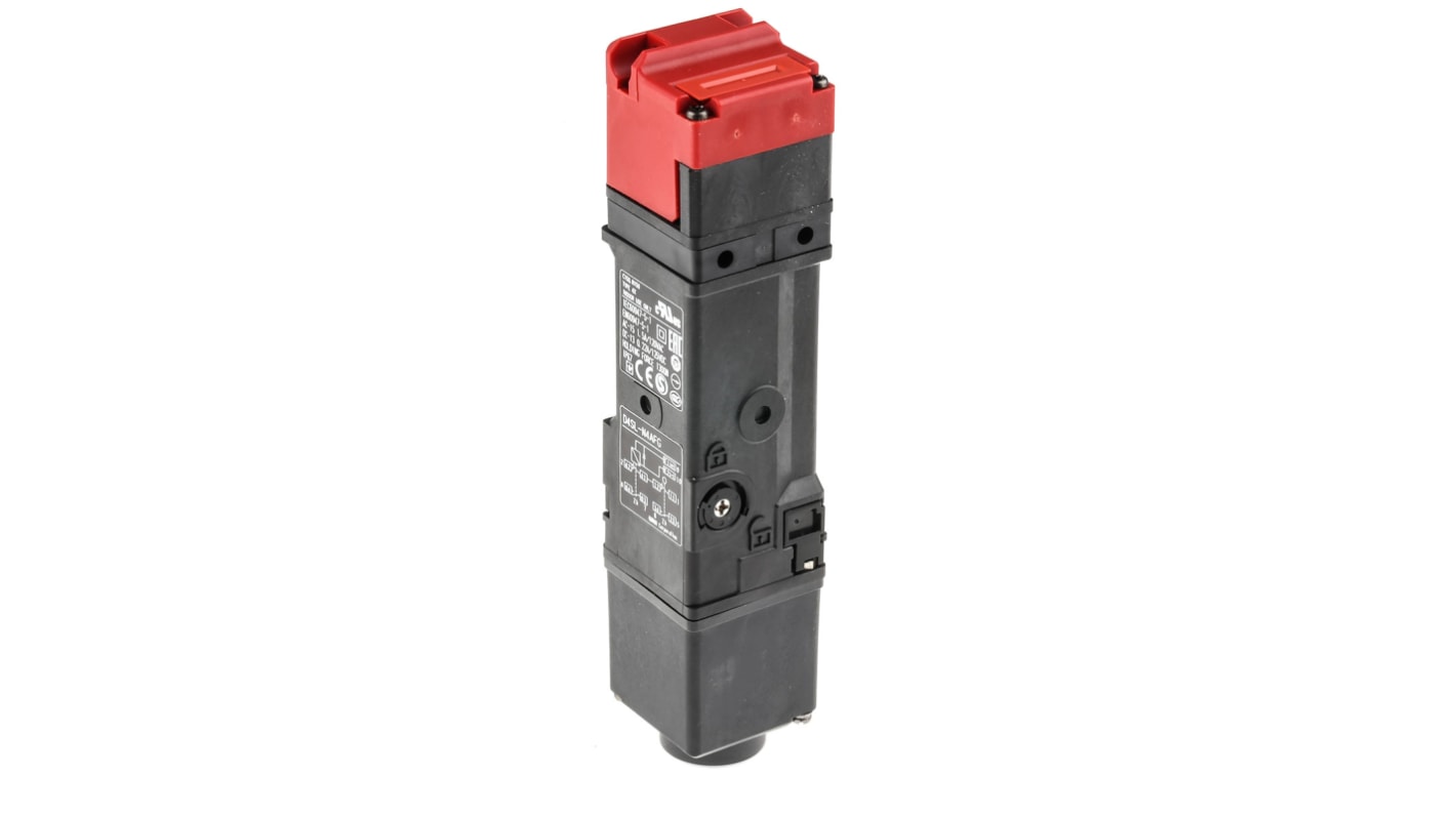 Interruptor de bloqueo por solenoide Omron D4SL-N, 24V dc, cont. aux. 1NA/1NC, Alimentar para bloquear, IP67