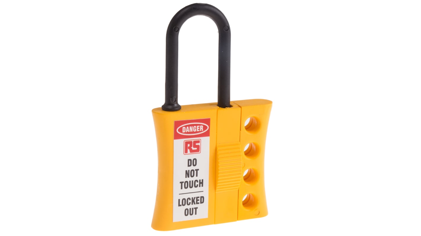 RS PRO Black, Yellow 4Lock ABS, Nylon Lockout Electrical Hasp, 7.25mm