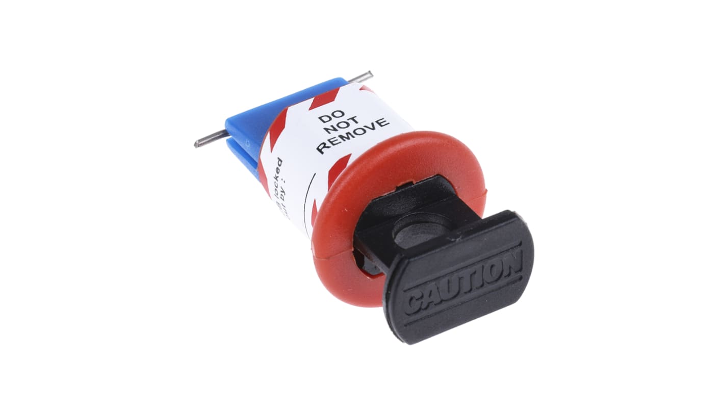 RS PRO Black, Blue, Red 1-Lock ABS, Nylon, Steel Conventional Miniature Circuit Breaker Lockout, 7.25mm Shackle