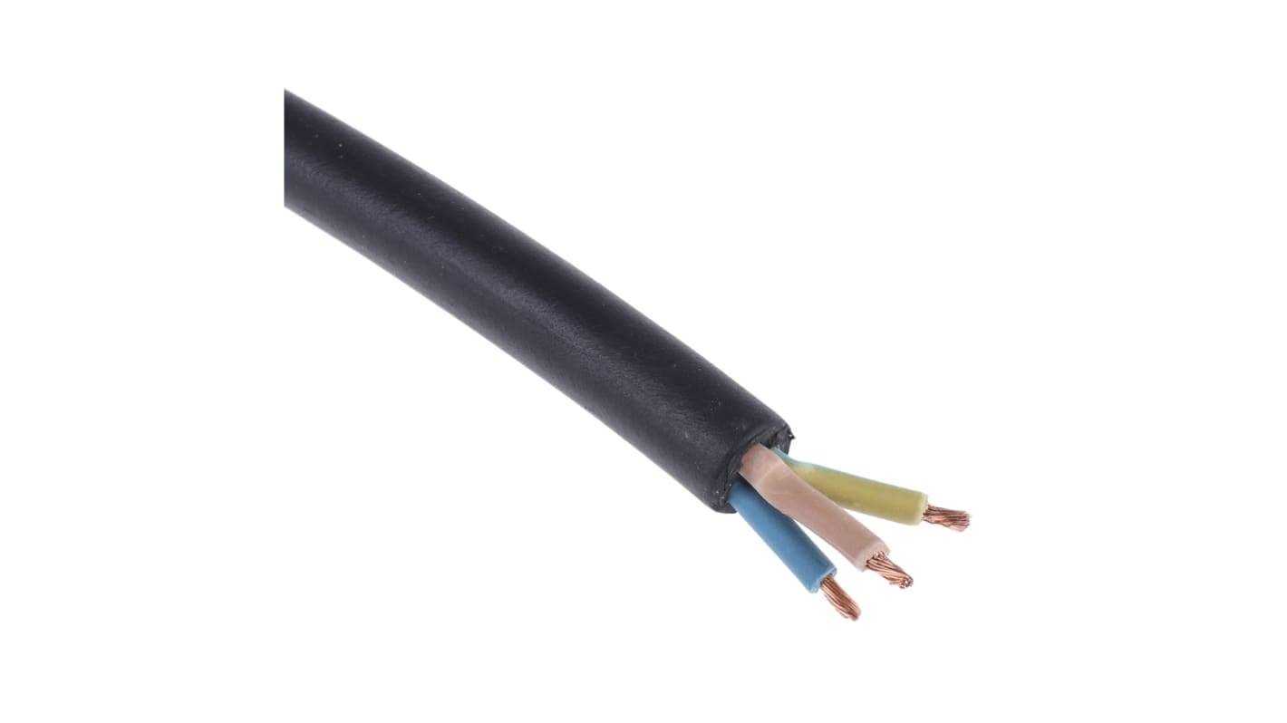 RS PRO 3 Core Power Cable, 1 mm², 100m, Black CPE Sheath, TRS, 10 A, 300 V, 500 V