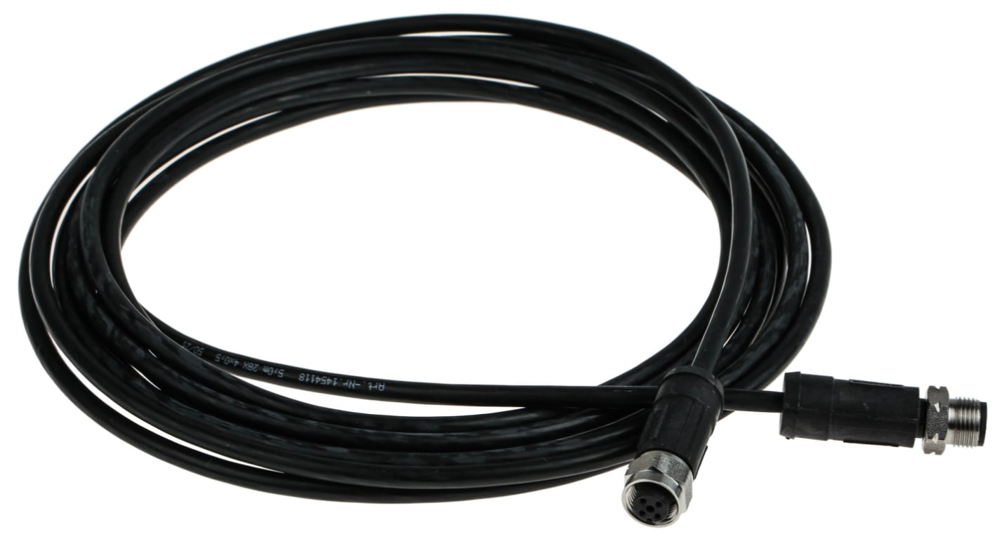 Cable de conexión Phoenix Contact, con. A M12 Macho, 4 polos, con. B M12 Hembra, 4 polos, cod.: A, long. 5m, 250 V,
