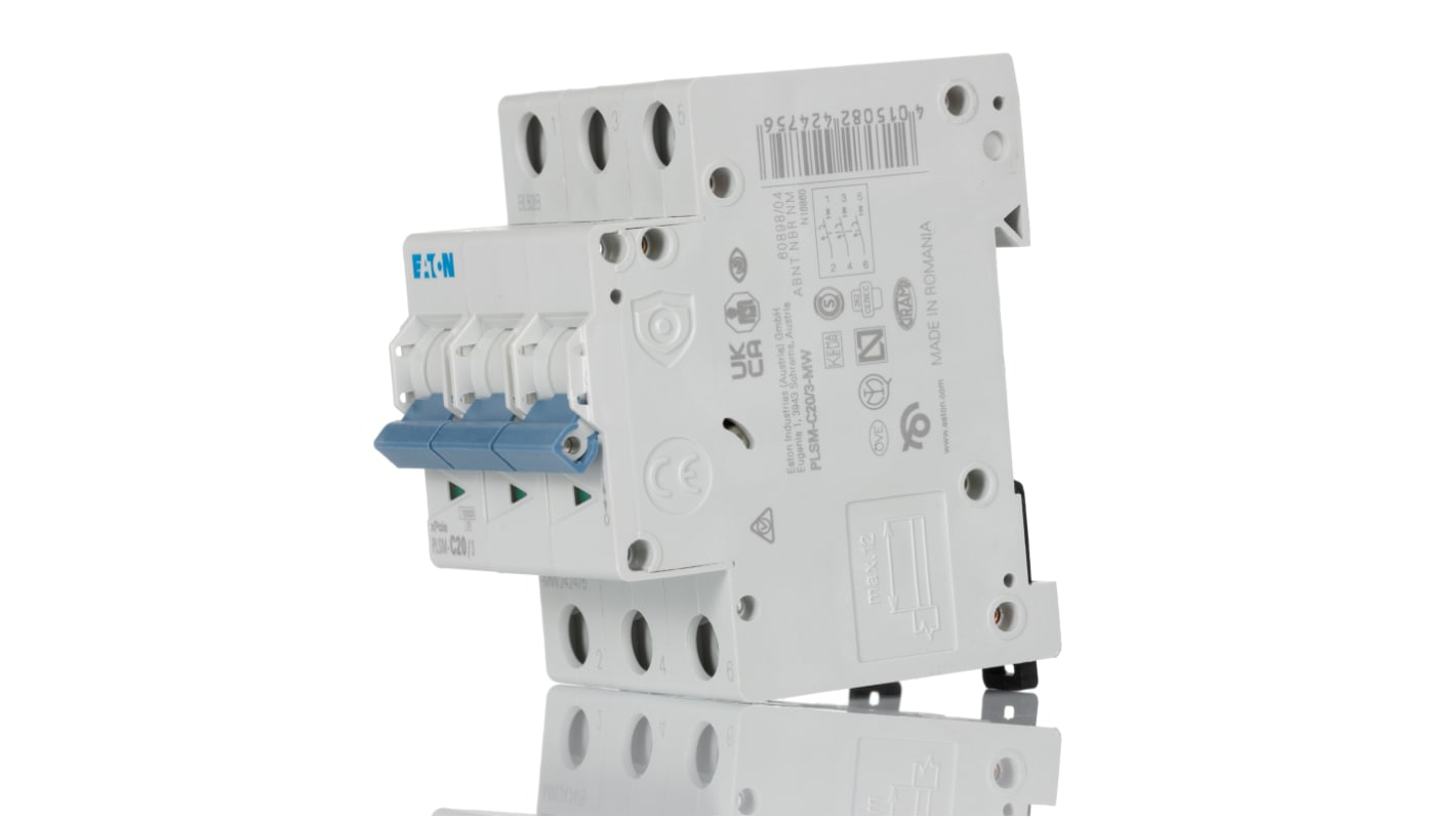 Interruptor automático 3P, 20A, Curva Tipo C, Poder de corte 10 kA, xPole, Montaje en Carril DIN