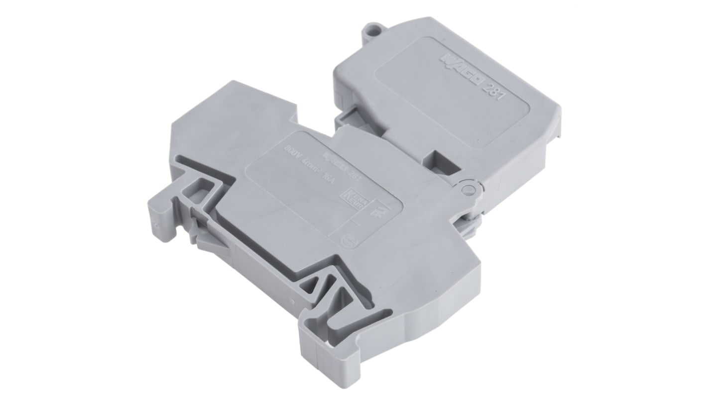 Wago 281 Series Grey Fuse Terminal Block, 4mm², Single-Level, Cage Clamp Termination, Fused