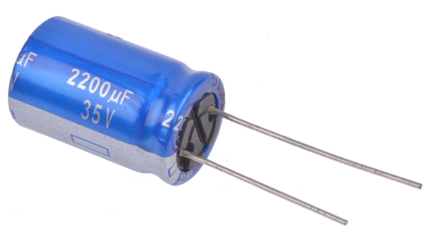 Panasonic 2200μF Electrolytic Capacitor 35V dc, Through Hole - ECA1VAM222X