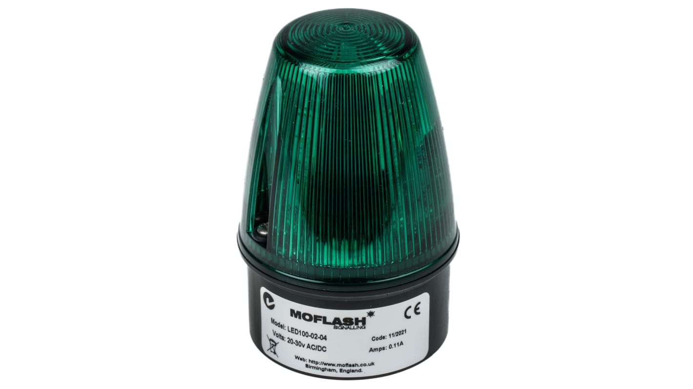 Indicador luminoso Moflash serie LED100, efecto Intermitente, LED, Verde, alim. 20 → 30 V ac / dc