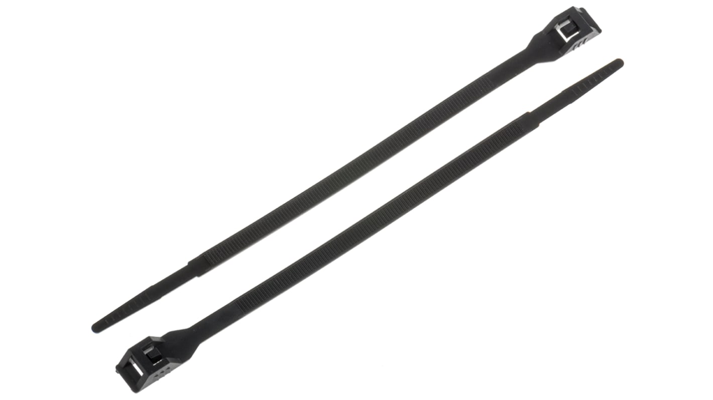 RS PRO Cable Tie, Double Locking, 180mm x 6 mm, Black Nylon, Pk100 RS
