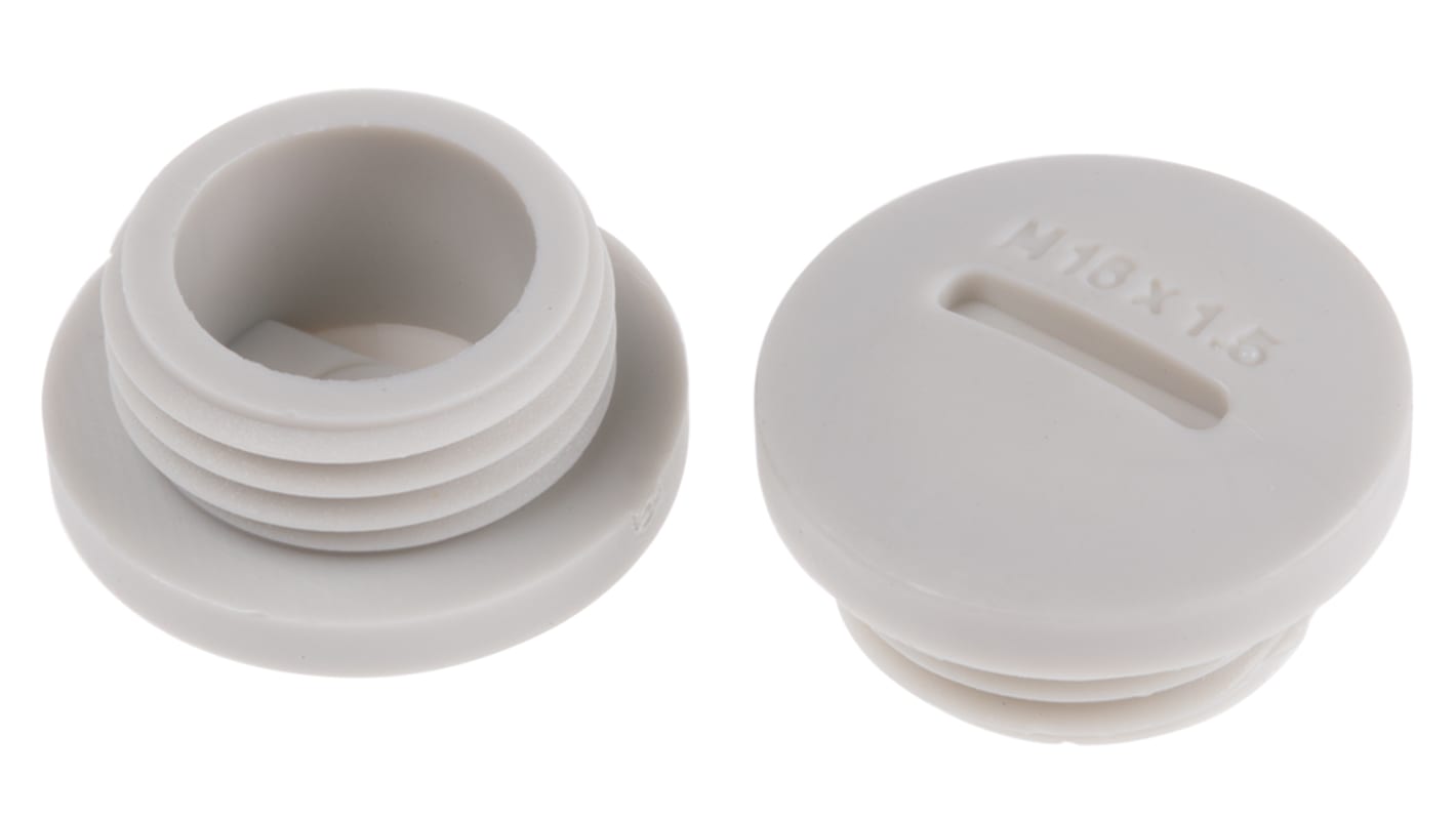 Tapón ciego para prensaestopas RS PRO, Gris, M16, Roscado, Nylon 66, Tapón, 15.7mm, 20mm