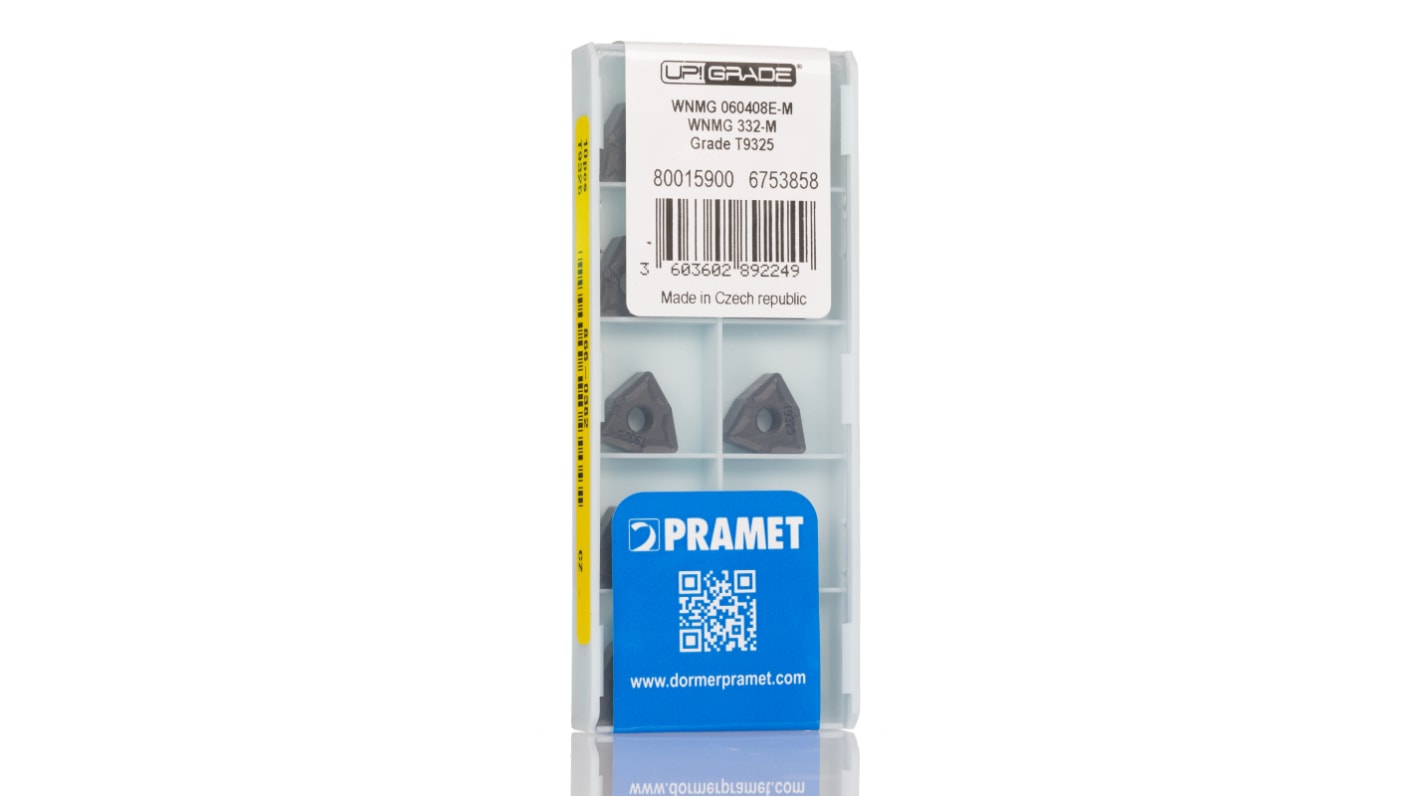 Plaquita de torno Pramet, serie WNMG, ángulo de aproximación 93°, para usar con PWLNR 0604, long. 6.5mm, alt. 4.76mm