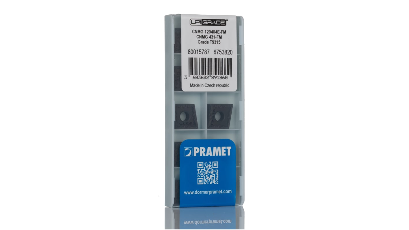 Plaquita de torno Pramet, serie CNMG, ángulo de aproximación 95°, para usar con DCLNR 12, long. 12.9mm, alt. 4.76mm