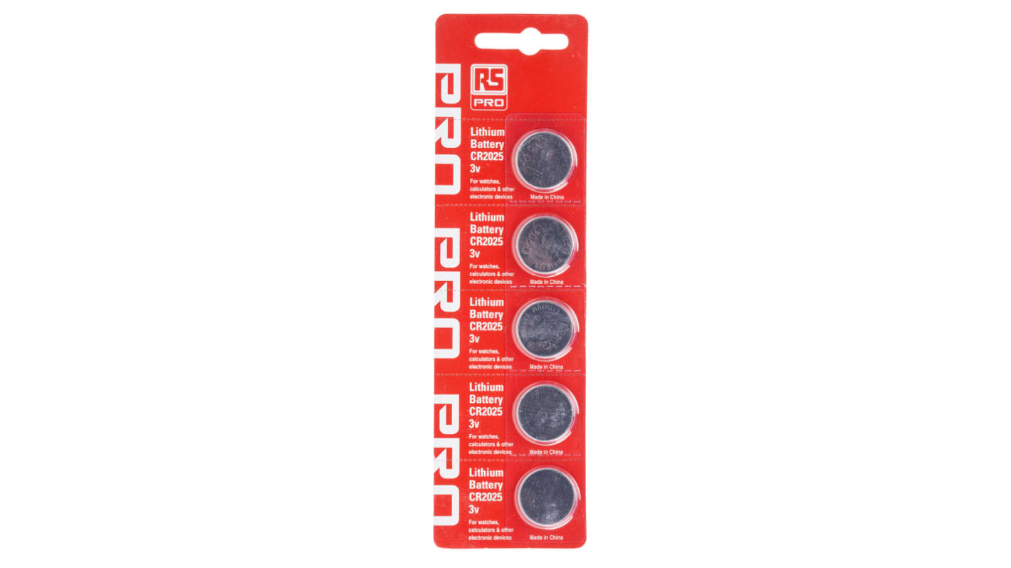 RS PRO CR2025 Button Battery, 3V, 20mm Diameter RS