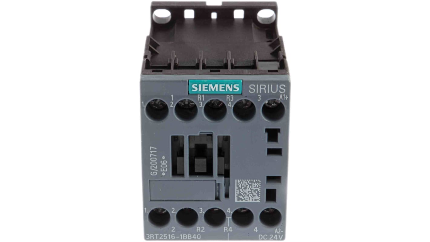 Siemens SIRIUS 3RT2 Leistungsschütz / 24 V dc Spule, 4 -polig 2 Schließer + 2 Öffner, 400 V ac / 9 A