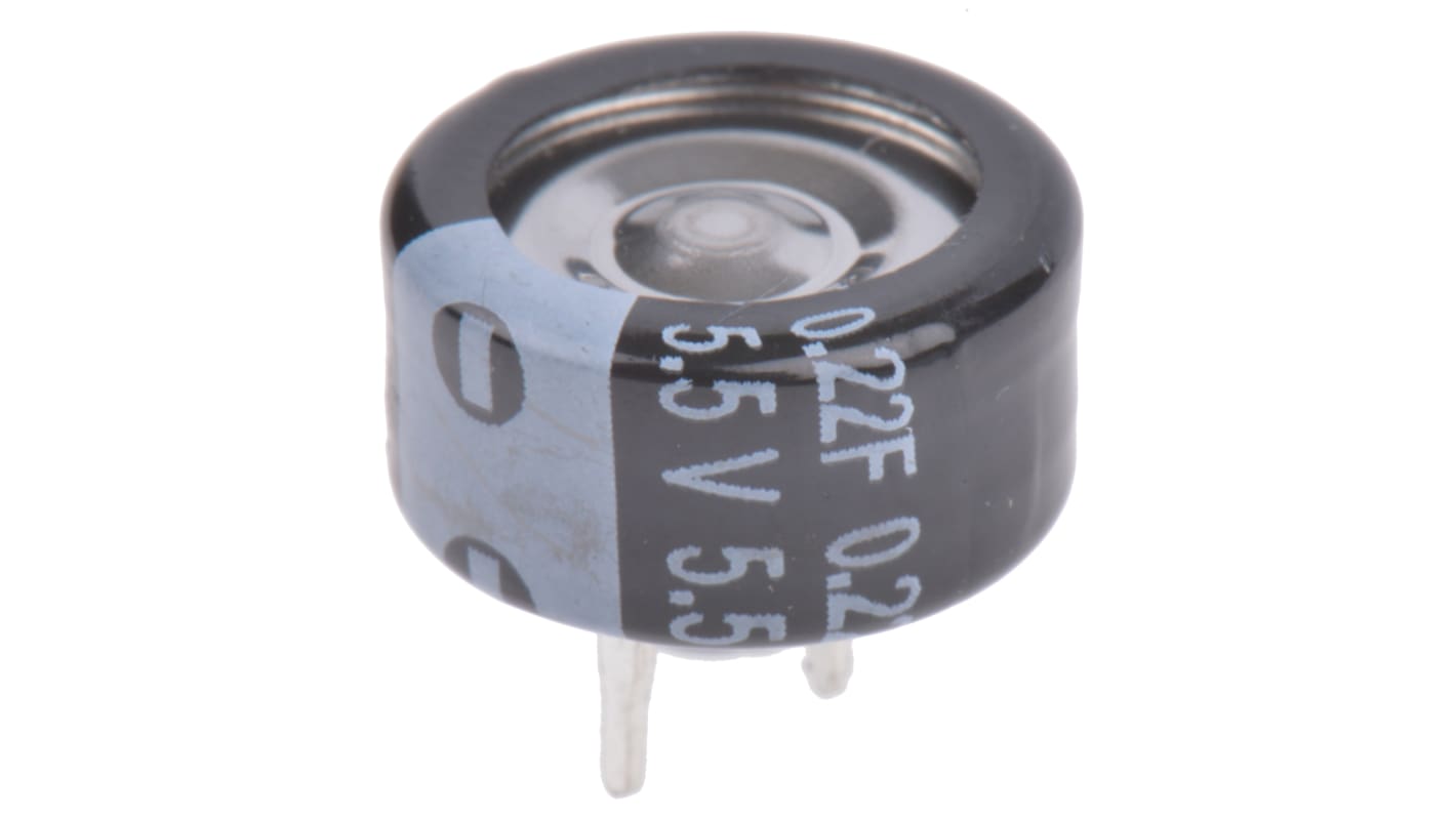 Panasonic NF SuperCap Superkondensator, radial 0.22F -20 → +80% / 5.5V dc, -25°C+70°C, 13.5 x 7.5mm