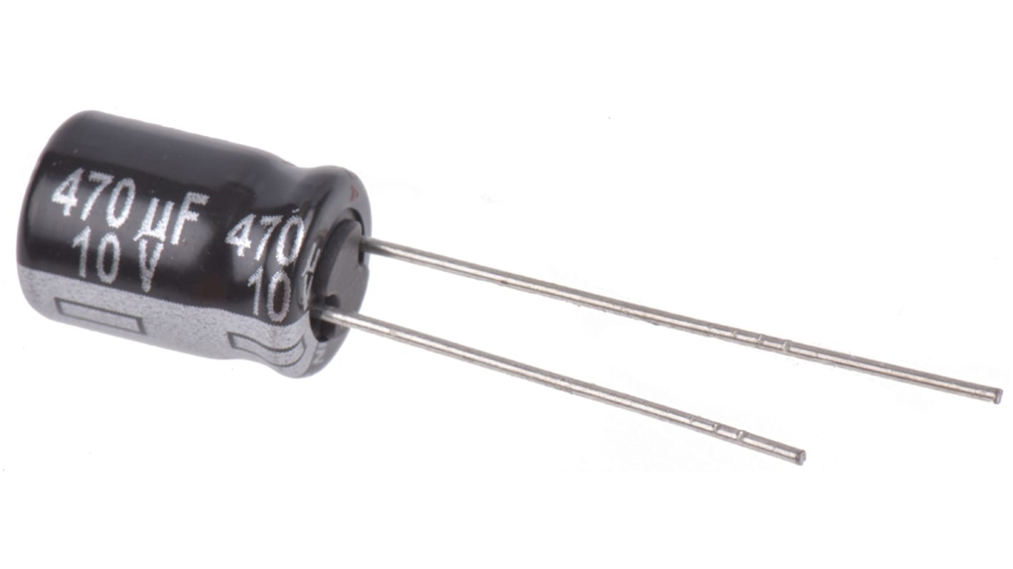 Panasonic 470μF Aluminium Electrolytic Capacitor 10V dc, Radial, Through Hole - ECA1AHG471