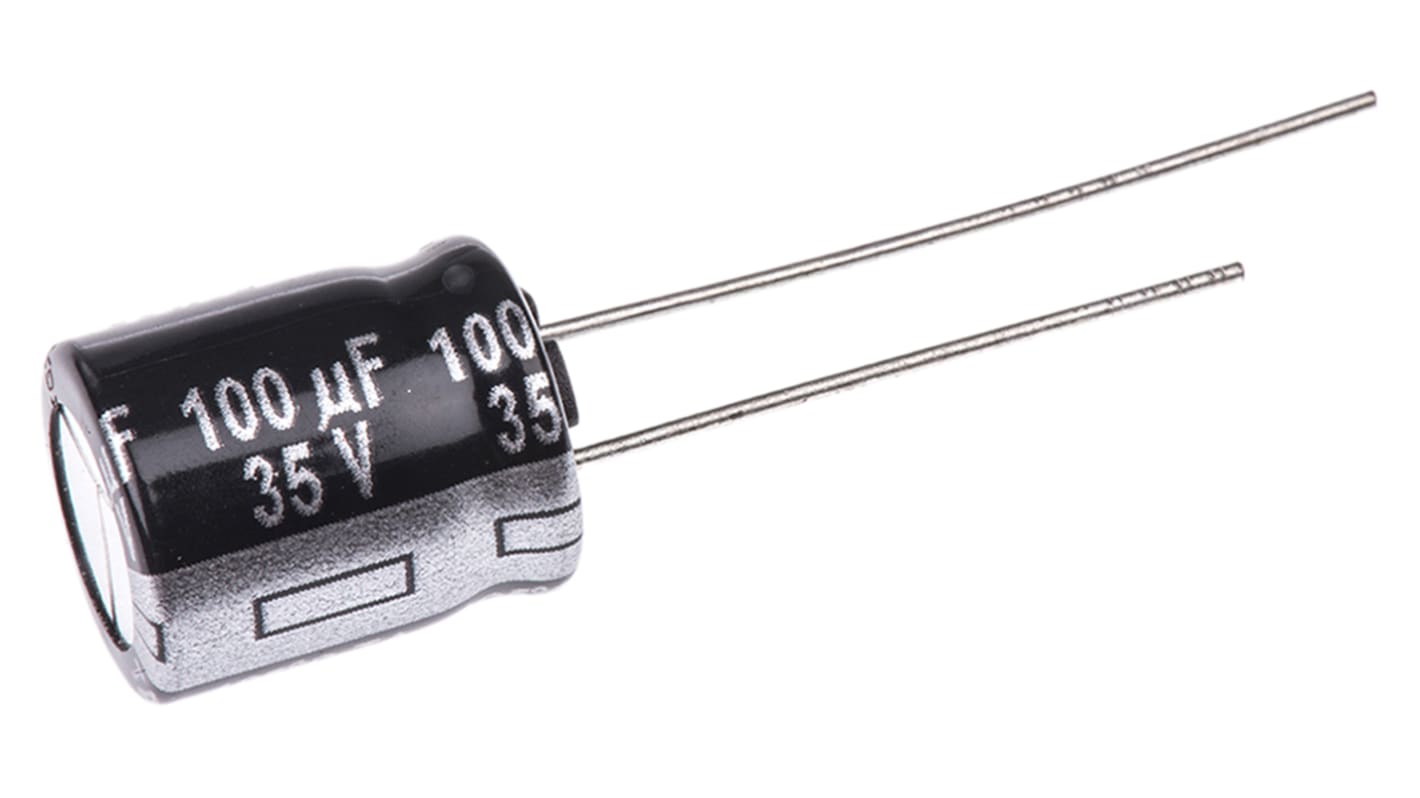 Panasonic 100μF Aluminium Electrolytic Capacitor 35V dc, Radial, Through Hole - EEUTA1V101