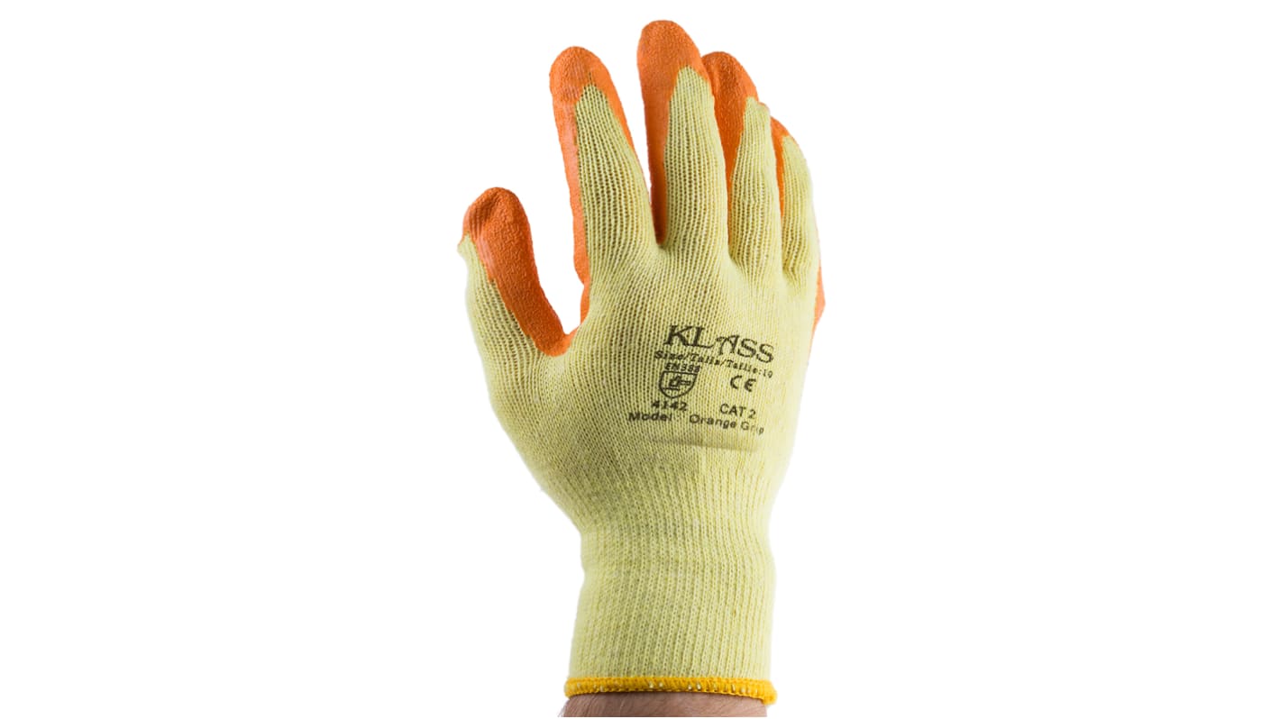 Guantes de Algodón Naranja RS PRO, talla 10, L, con recubrimiento de Látex, Uso general