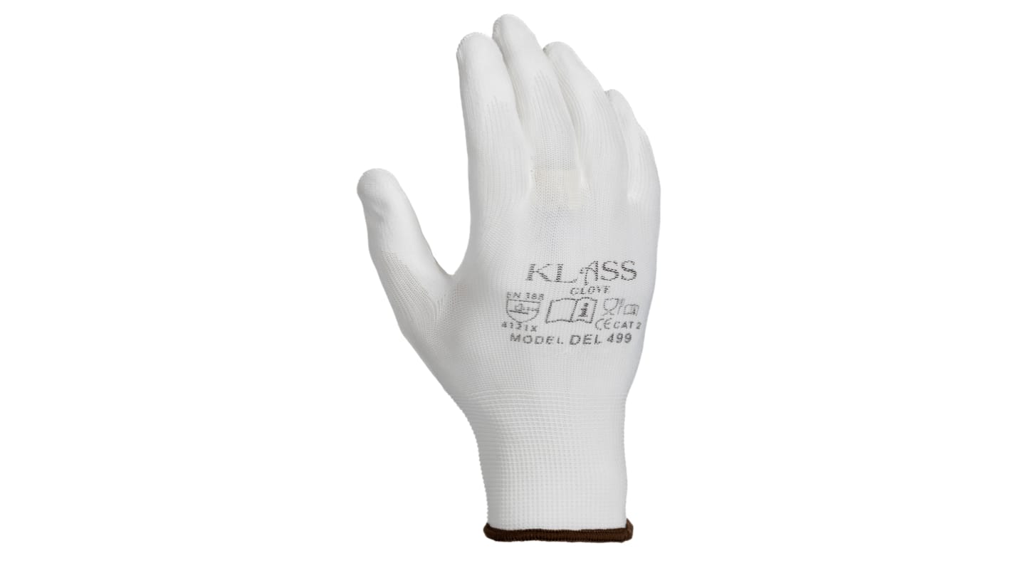 RS PRO White Polyester General Purpose Work Gloves, Size 10, Large, Polyurethane Coating